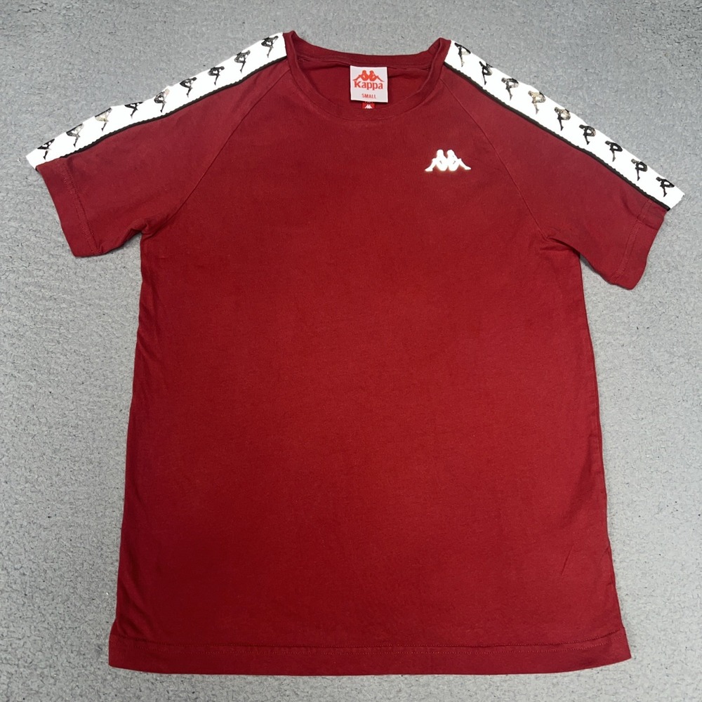 Kappa 222 Banda Coen Slim T Shirt Men's Sz S Red Omini Logo Tape Sportswear Tee
